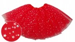 Spódnica, spódniczka tiulowa tutu z podszewką - 30 cm czerwona w gwiazdki