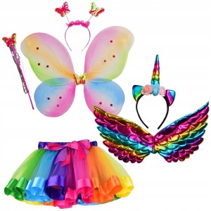 2w1 Kostium "Motylek + Jednorożec" – 6-częściowy zestaw dla dzieci (3-9 lat)