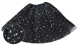 Spódnica, spódniczka tiulowa tutu z podszewką - 40 cm czarna w gwiazdki