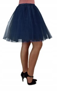 Spódnica, spódniczka tiulowa tutu z podszewką - 50 cm granatowa