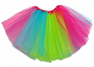 - SPÓDNICZKA TIULOWA SPÓDNICA TUTU 40cm 7-16 lat tęczowa WIOSNA
