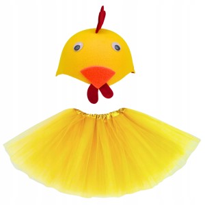 - STRÓJ KURCZAKA KURCZAK KURA czapka + spódniczka 30cm 3-9 lat