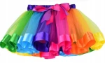 Spódnica, spódniczka tiulowa tutu bez podszewki - 30 cm tęczowa z oblamówką