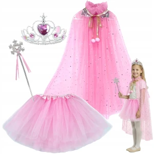 STRÓJ KSIĘŻNICZKI WRÓŻKI ŚNIEŻYNKI GWIAZDKI peleryna spódniczka 30 cm 3-9 l