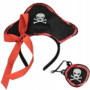 - STRÓJ PIRATKI PIRATKA ROZBÓJNICZKA opaska na głowę + przepaska na oko